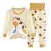 LBECLEY Baby Fit Toddler Girls Boys Baby Soft Pajamas Toddler Cartoon Prints Hight Waist Long Sleeve Kid Sleepwear Sets Little Girls Sweatsuit 8 Beige 90