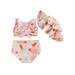 Sunisery Toddler Baby Girls Summer 3Pcs Floral Swimwear Sets Sleeveless Bow Tank Tops Floral Shorts Hat Split Swimsuits