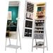 HNEBC Jewelry Cabinet Armoire with Lights 47.2 Full-Length MirrorJewelry Organizer with Large Storage with Built-in LED Makeup Mirror/Drawer-White