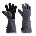 Extended gray electric welding/barbecue/stove high temperature labor protection gloves
