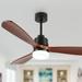 Oaks Aura 52 inch Indoor Reversible Solid Wood Ceiling Fan Remote 3-Color 6-Speed LED Light Fixture for Dining Room Living Room