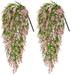 Viworld Fake Hanging Flower 2PCS Artificial Lavender Bouquet Vine Hanging Plants Fake Ivy Vine Leaves for Patio Home Bedroom Wedding Indoor Outdoor Wall Decor(Pink)