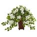 Nearly Natural 25in. Poinsettia and Variegated Holly Artificial Plant in Planter (Real Touch)