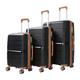 JRI Luggage Set of 3 Piece Polypropylene Hard Shell Anti-Scratch Suitcase Trolley Carry On Cabin Luggage, Lightweight Durable 4 Spinner Wheels - Black