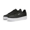 Sneaker PUMA "Carina Street Sneakers Damen", Gr. 37.5, schwarz-weiß (schwarz rose gold weiß metallic), Obermaterial: Kuhleder, Synthetik; Futter: Textil, Synthetik; Innensohle: Textil; Laufsohle: Gummi, Schuhe