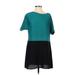 Jessica Simpson Casual Dress - Shift: Green Color Block Dresses - Women's Size Small