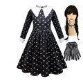 Robe de mercredi Addams pour enfants col claudine costume cosplay pour enfants manches longues