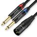 XLR Male to Dual 1/4 TS Mono Y Splitter Microphone Cable XLR Male to Dual 6.35mm TS Y Adapter Cord 3.3 Feet - JOLGOO