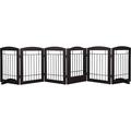 Spirich Extra Wide Dog Gate with Door Walk Through Wooden Freestanding Pet Gate for Dog Dog Gate for The House Doorway Stairs 110 Wide Pet Puppy Safety Fence with 6 Panels (Espresso)