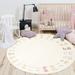 MeyJey Super Soft Area Rug 4ft Round Non-Silp Shaggy Kids Rug Play Mat for Living Room Bedroom