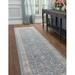 Rugs.com Eco Traditional Collection Rug â€“ 12 Ft Runner Harbor Blue Medium Rug Perfect For Hallways Entryways