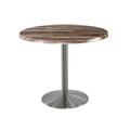 Holland Bar Stool 36 in. Tall OD214 Indoor & Outdoor All-Season Round Table with 36 in. Dia. Rustic & Stainless Steel Top