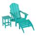 Paradise 3-Piece Set Folding Adirondack Chair with Square Side Table and Ottoman