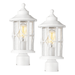 2-PACK White Modern Outdoor Post Lanterns Die-Cast Aluminum Exterior Pole Light Fixtures for Patio Garden White Finish with Seeded Glass Shade