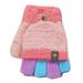 LBECLEY Winter Gloves for Boys Age 10 Toddler Soft Convertible Flip Top Color Block Gloves Kids Baby Boys Girls Winter Warm Knit Fingerless Mitten Kids Football Gloves Youth Pink One Size