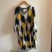 Lularoe Dresses | Lularoe V Neck Long Sleeve Swing Dress | Color: Blue/Yellow | Size: L