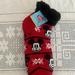 Disney Accessories | New With Tags Disney Mickey Mouse & Snowflake Fuzzy Babba Cozy Warmers Socks | Color: Red/White | Size: Os