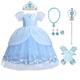 IMEKIS Kid Girls Cinderella Costume Princess Fairytale Butterfly Dress Halloween Christmas Carnival Dress Up Fancy Birthday Tulle Skirt Sequin Flower Tutu Fairy Cosplay Party Outfit, 6-7 Years