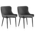 TUKAILAi Grey Dining Chairs Set of 2 Faux Leather Kitchen Counter Chairs Tub Chairs with Backrest and Metal Legs, Dining Living Room Lounge Reception Chairs