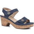 Pavers Ladies Strappy Heeled Sandals - Navy Size 6 UK