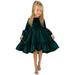 Kids Little Girls Daily Dress Autumn Long Sleeve Solid Irregular Princess Dress Ruffle Casual Party Dresses Outfits Clothes Melon Dress Fir Kids 2yrs Back Dress for Wedding