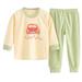 LBECLEY 5T Boys Clothes Outfits Toddler Girls Boys Baby Soft Pajamas Toddler Cartoon Prints Long Sleeve Kid Sleepwear Sets Girl Sweat Suits 7 8 Green 73