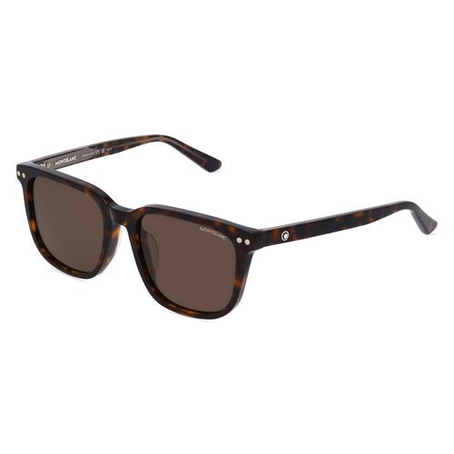 Montblanc MB0258SA Herren-Sonnenbrille Vollrand Eckig Kunststoff-Gestell, braun