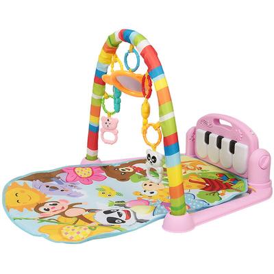 Haloyo - Babyspielmatte, Krabbeldecke mit Spielbogen und Fußklavier, rosa Babyspieldecke,756350cm