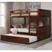Walnut Wood Full Over Full Bunk Bed with Twin Size Trundle, 79.5''L*57''W*59.9''H, 180LBS