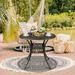 GoDecor 35 in Aluminum Round Side Table Outdoor Patio Dining Table Heavy Duty Table Bronze