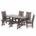 WestinTrends Malibu 6 Piece Patio Dining Set with Bench All Weather Poly Lumber Outdoor Table and Chairs Set 71 Trestle Dining Table with Umbrella Hole 5 Arm Chairs with Bench Dark Brown