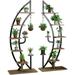 6-Tier Metal Plant Stand Plant Shelf w/ Hanger & Anti-Toppling Device Multi-Purpose Curved Plant Flower Display Holder Pot Rack for Balcony Living Room Decor