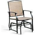 Outdoor Glider Chair W/Sturdy Metal Frame & Breathable Mesh Fabric Porch Lounge Swing Rocking Chair for Lawn Garden Porch Backyard Poolside Patio Glider