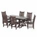 WestinTrends Malibu Outdoor Patio Dining Set for 6 All Weather Poly Lumber Patio Furniture Set 71 Farmhouse Dining Table Set with Umbrella Hole and 6 Patio Chairs Dark Brown