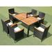 7 Pcs Patio Furniture Sets Wicker Dining Sets with 1 Table and 6 Chairs Chair with Comfy Seat Cushion for Backyard Poolside