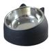 Anvazise Pet Bowl Cat Face Shape Oblique Design Stainless Steel Cat Feeding Supplement for Home Black L