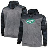 Men's Fanatics Branded Heather Charcoal New York Jets Big & Tall Camo Pullover Hoodie