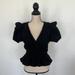 Louis Vuitton Tops | Louis Vuitton Black Peplum Top Size 38 Puff Sleeves | Color: Black | Size: S