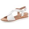Sandalette GABOR "GENUA", Damen, Gr. 44, weiß, Kalbsleder, unifarben, klassisch, Schuhe, Keilabsatz, Sommerschuh, Riemchensandale in Komfortweite G (=weit), Topseller