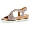 Keilsandalette GABOR "GENUA", Damen, Gr. 39, grau (taupe), Ziegenveloursleder, metallic, klassisch, Schuhe, Sommerschuh, Sandale, Keilabsatz, mit Metallic-Effekt