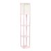 Mod Lighting and Decor 62.75 Pale Pink Column Shelf Floor Lamp with White Shade