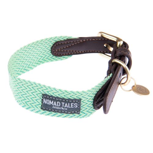 Nomad Tales Bloom Halsband, mint L: 46 - 52 cm Halsumfang, B 38 mm Hund