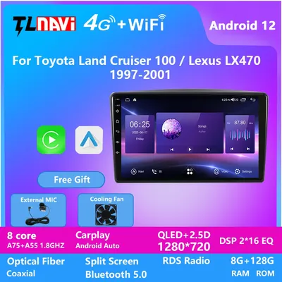 Autoradio BT Android 13 lecteur multimédia Toyota Land Cruiser 100 Lexus LX470 LC100 1997 1998