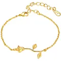 U7 Chich Rose Bracelet pour Femme Plante Fleur Charme Office Lady 03/Jewelry Ajustable