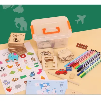 Livre de coloriage éducatif en bois 100 pièces planche à colorier pour apprendre à dessiner jouet
