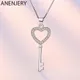 ANENJERY Argent Document Mode Amour Coeur Clé Pendentif Collier Pour Femmes Cubique Zcomprenes sur