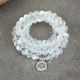 Collier de Perles de Mala Aqua Aura Quart Bracelet de Guérison Quartz Clip Perle de Prière Mala