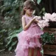 Robe de princesse à petite queue rose pour filles belle robe de Rhà fleurs à paillettes costume de