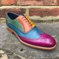 Bottes de couleurs mélangées pour hommes chaussures d'affaires à lacets Bullock Parker rond mode