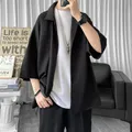 Chemise à Manches Mi-sulfpour Homme Couleur Unie Style Harajuku Streetwear Été 6 Couleurs